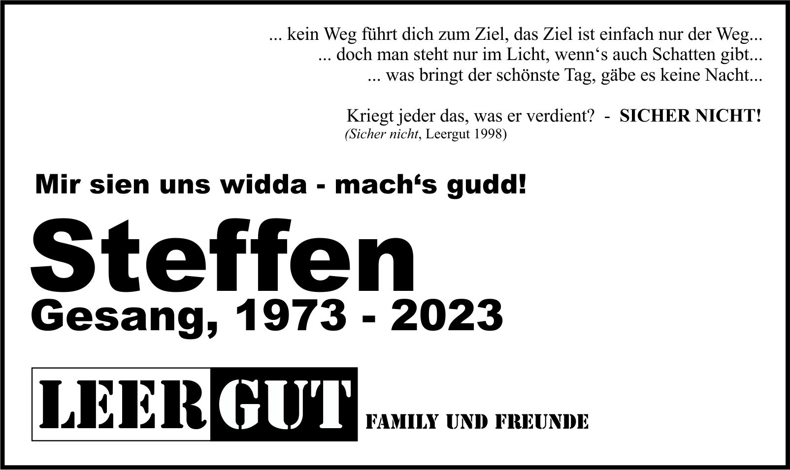 Traueranzeige Steffen